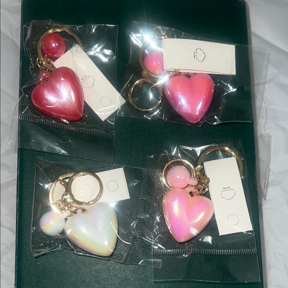 Accessories - Iridescent Heart Keychains - Set of 4